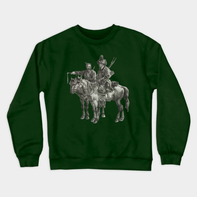 Steppe Nomads on Horseback Crewneck Sweatshirt by ArianJacobs